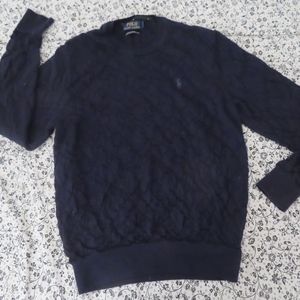 polo ralph lauren navy blue washable merino wool sweater jumper S